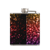 虹色の黄色の赤い紫のキラキラをパーソナライズ フラスク (裏面)