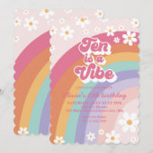 虹色の10歳の誕生日招待状「Ten is a Vibe」 招待状 (正面/裏面)