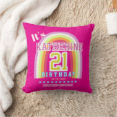 虹色の21歳の誕生日 ホットピンク クッション (ブランケット)
