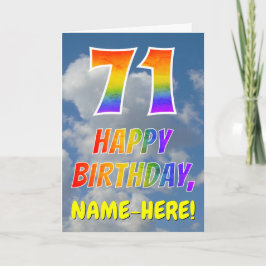 虹色の「71」&「HAPPY BIRTHDAY」、雲、空 カード