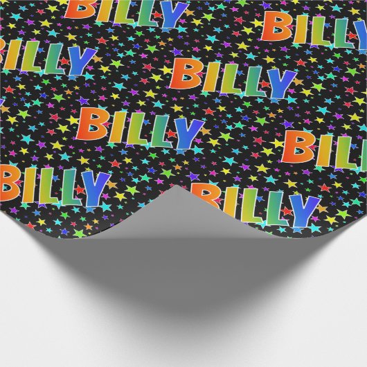虹色の「BILLY」+星 ラッピングペーパー (角)
