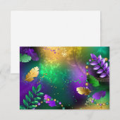 虹色のmardi gras背景とビーズ アドバイスカード (正面/裏面)