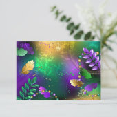 虹色のmardi gras背景とビーズ アドバイスカード (スタンド正面)