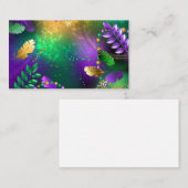 虹色のmardi gras背景とビーズ コーリングカード (正面/裏面)