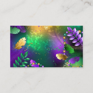 虹色のmardi gras背景とビーズ コーリングカード