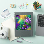 虹色のmardi gras背景とビーズ シール (iPadカバー)