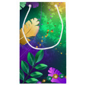 虹色のmardi gras背景とビーズ スモールペーパーバッグ (裏面)
