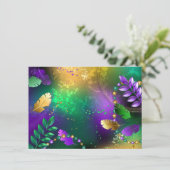 虹色のmardi gras背景とビーズ セーブザデート (スタンド正面)