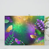 虹色のmardi gras背景とビーズ セーブザデート (スタンド正面)