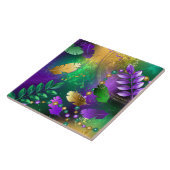 虹色のmardi gras背景とビーズ タイル (側面)