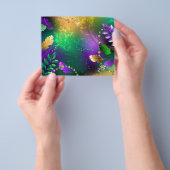 虹色のmardi gras背景とビーズ チラシ (手)