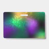 虹色のmardi gras背景とビーズ バッジ (裏面)