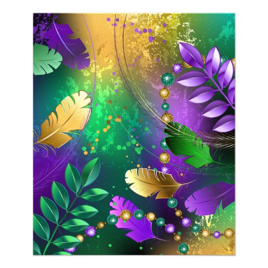 虹色のmardi gras背景とビーズ フォトプリント            (正面)