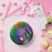 虹色のmardi gras背景とビーズ ペーパーボウル (パーティー)