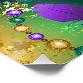 虹色のmardi gras背景とビーズ ポスター (コーナー)