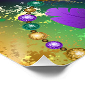 虹色のmardi gras背景とビーズ ポスター (コーナー)
