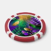 虹色のmardi gras背景とビーズ ポーカーチップ (シングル)