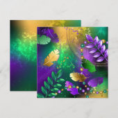 虹色のmardi gras背景とビーズ メニュー (正面/裏面)