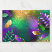 虹色のmardi gras背景とビーズ リキュールボトルラベル (シングルラベル)