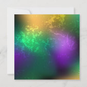 虹色のmardi gras背景とビーズ 招待状 (裏面)