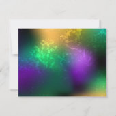 虹色のmardi gras背景とビーズ 招待状 (裏面)