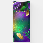 虹色のmardi gras背景とビーズ 横断幕 (縦)