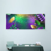 虹色のmardi gras背景とビーズ 横断幕 (トレードショー)