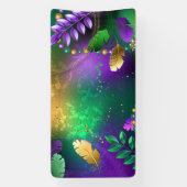 虹色のmardi gras背景とビーズ 横断幕 (縦)