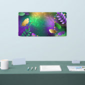 虹色のmardi gras背景とビーズ 横断幕 (トレードショー)