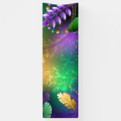 虹色のmardi gras背景とビーズ 横断幕 (縦)
