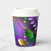 虹色のmardi gras背景とビーズ 紙コップ (裏面)