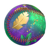 虹色のmardi gras背景とビーズ 野球ボール (正面左)