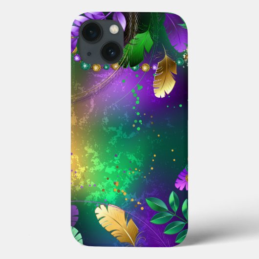 虹色のmardi gras背景とビーズ Case-Mate iPhoneケース (裏面)