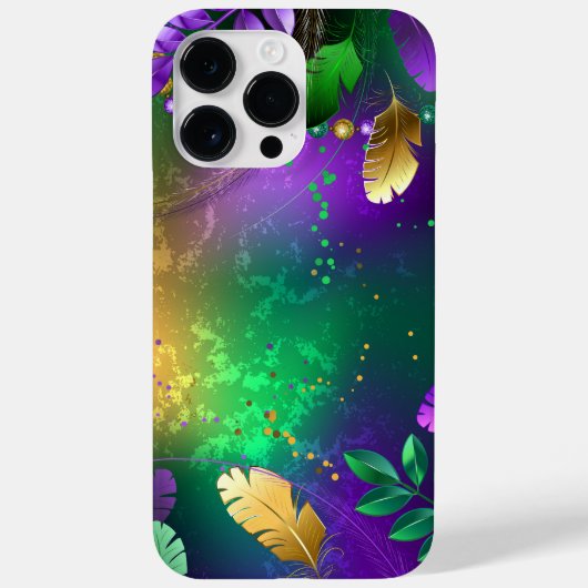 虹色のmardi gras背景とビーズ Case-Mate iPhoneケース (裏面)
