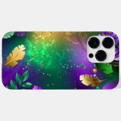 虹色のmardi gras背景とビーズ Case-Mate iPhoneケース (裏面 (横))