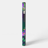虹色のmardi gras背景とビーズ iPhoneケース (左側面)