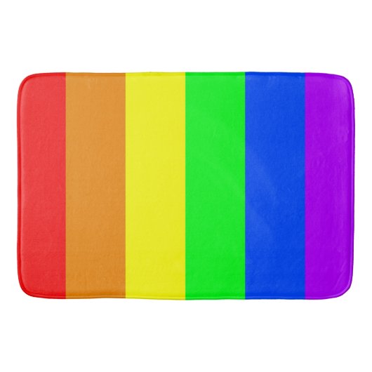 虹色は、明るく幸せな圧倒すること縞で飾ります バスマット (正面)