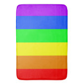 虹色は、明るく幸せな圧倒すること縞で飾ります バスマット (正面縦)
