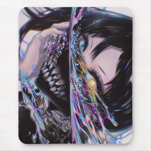 虹色アニメのホラー：液体スマイルモンスター マウスパッド (正面)