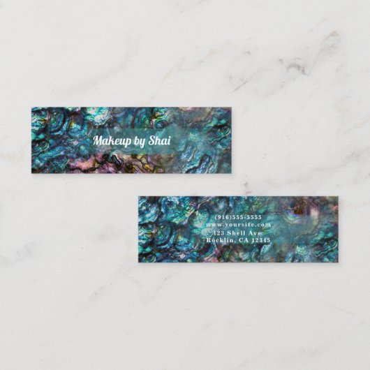 虹色アワビの貝殻 スキニー名刺 (正面/裏面)