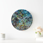虹色アワビの貝殻 ラージ壁時計 (ホーム)