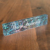 虹色アワビ海シェルオフィスデスク デスクネームプレート (側面)