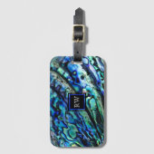 虹色アワビ貝モノグラム ラゲッジタグ (正面縦)