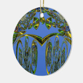 虹色アートプリントウィズゴールデン抽象デザイン セラミックオーナメント (左)