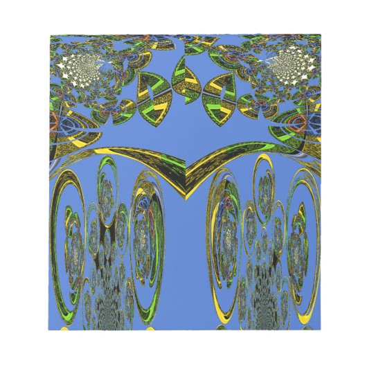 虹色アートプリントウィズゴールデン抽象デザイン ノートパッド (正面)