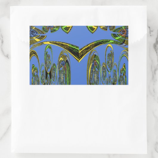 虹色アートプリントウィズゴールデン抽象デザイン 長方形シール (バッグ)