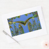 虹色アートプリントウィズゴールデン抽象デザイン 長方形シール (封筒)