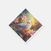 虹色ウィングコッカティエルファンタジー鳥 スタンダードカクテルナプキン (角)