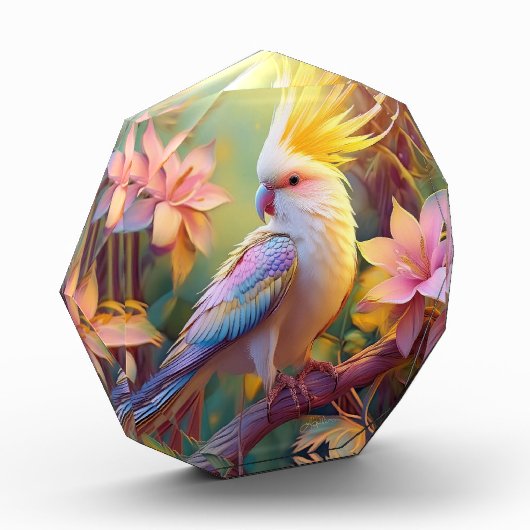 虹色ウィングコッカティエルファンタジー鳥 フォトブロック (左)