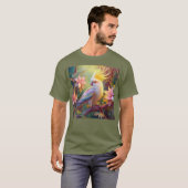 虹色ウィングコッカティエルファンタジー鳥 Tシャツ (正面フル)